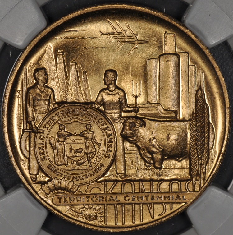 1954 NGC MS65 KANSAS TERRITORIAL CENTENNIAL TOKEN